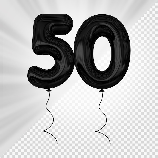 Premium PSD | Black balloon number 50