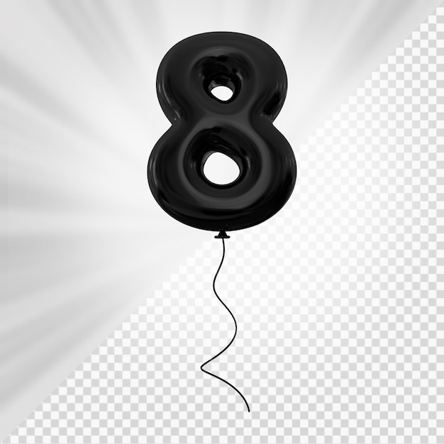 PSD black balloon number 8