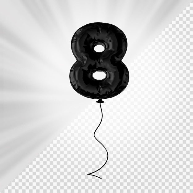 PSD black balloon number 8