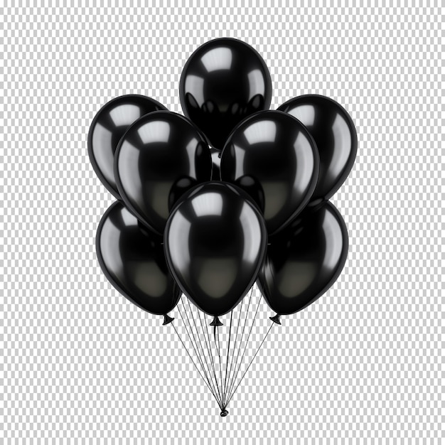 PSD palloncini neri isolati su uno sfondo trasparente