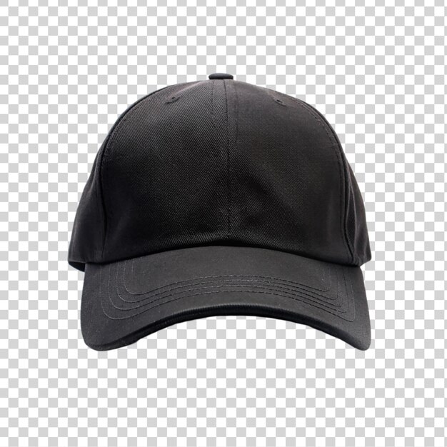 PSD black baseball cap isolated on transparent background