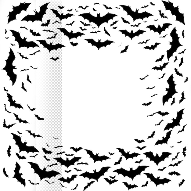 PSD black bat border transparent background