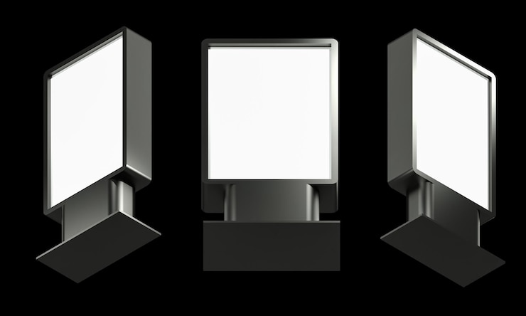 PSD black billboard psd 3d isolated on transparent background