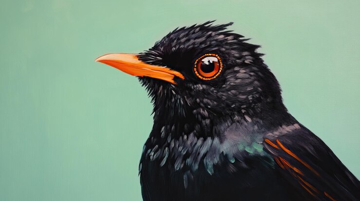 PSD black bird portrait