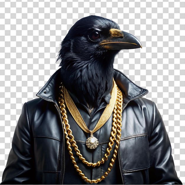 PSD a black bird with a gold key on it