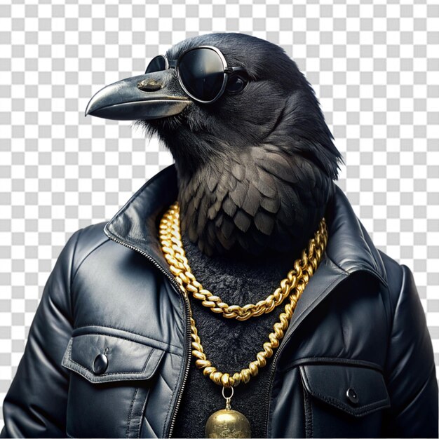 PSD a black bird with a gold key on it