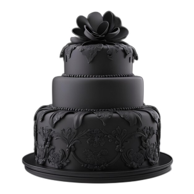 PSD black birthday cake psd on a white background