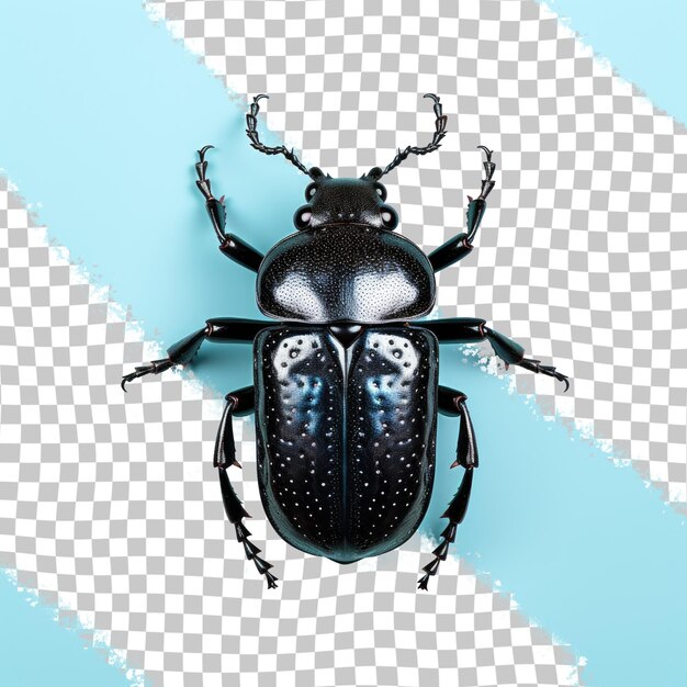 A black and blue beetle on a transparent