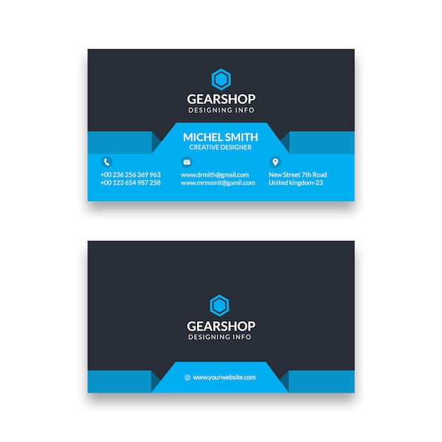 PSD black blue business card