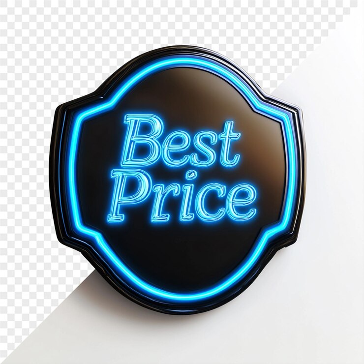 a black and blue sign that says best price on it