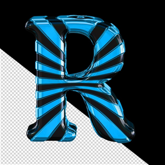 PSD black and blue symbol letter r