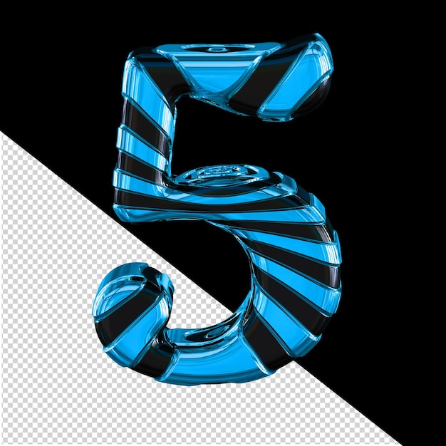 Simbolo nero e blu numero 5
