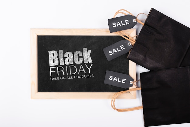 Black board with black friday promotion