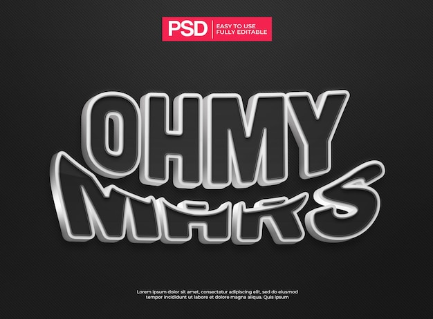 PSD black bold headline text effect