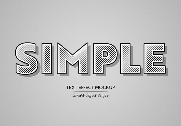 PSD black bold text effect with white lines mockup