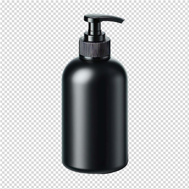 PSD a black bottle of black liquid with a black cap