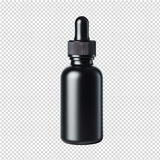 PSD a black bottle of black liquid with a black cap