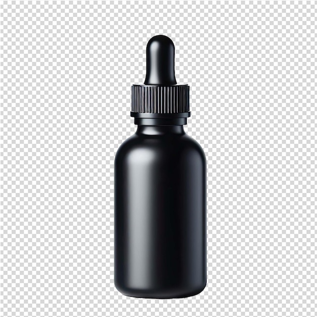 PSD a black bottle of black liquid with a black cap
