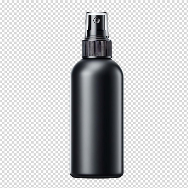 PSD a black bottle of black spray with a white label that says black