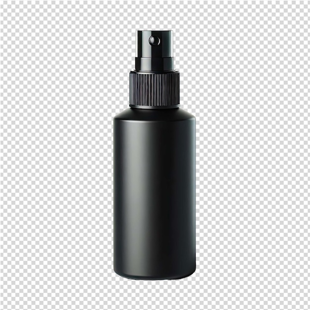 PSD a black bottle of spray with a black cap