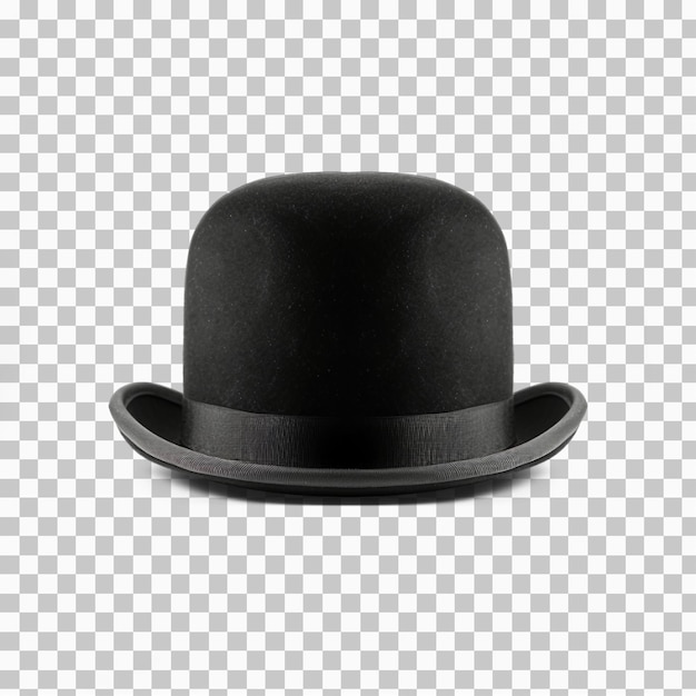 PSD black bowler hat isolated on transparent or white background png