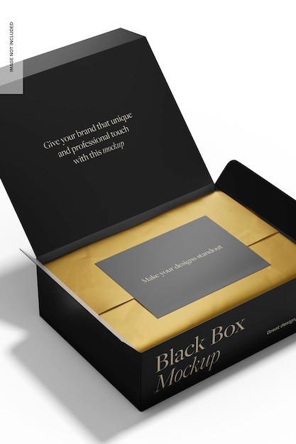 Black Box with Wrapping Tissue Mockup Perspective