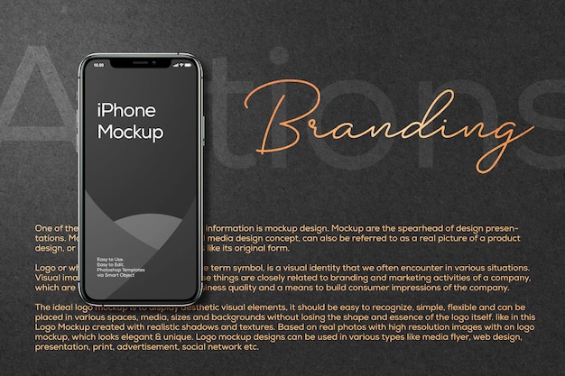 Черный брендовый iphone и макет логотипа