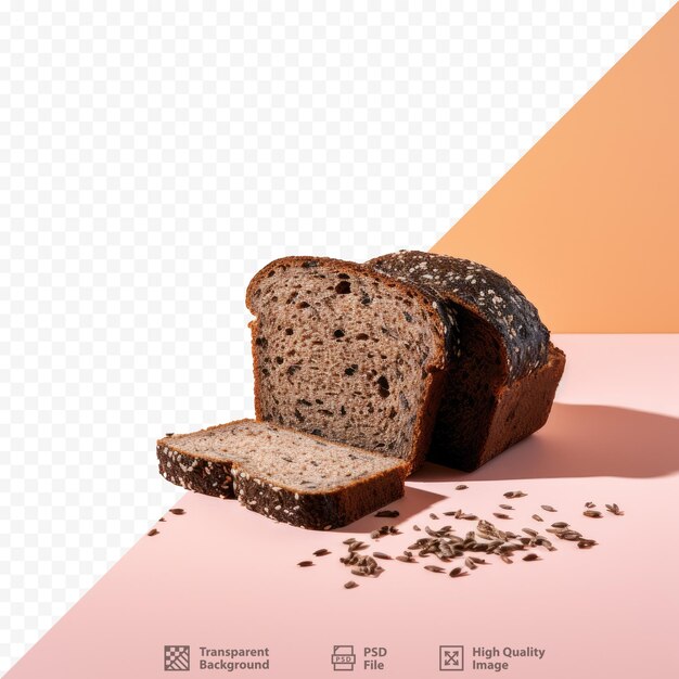 PSD black bread slice with linseed isolated on transparent background