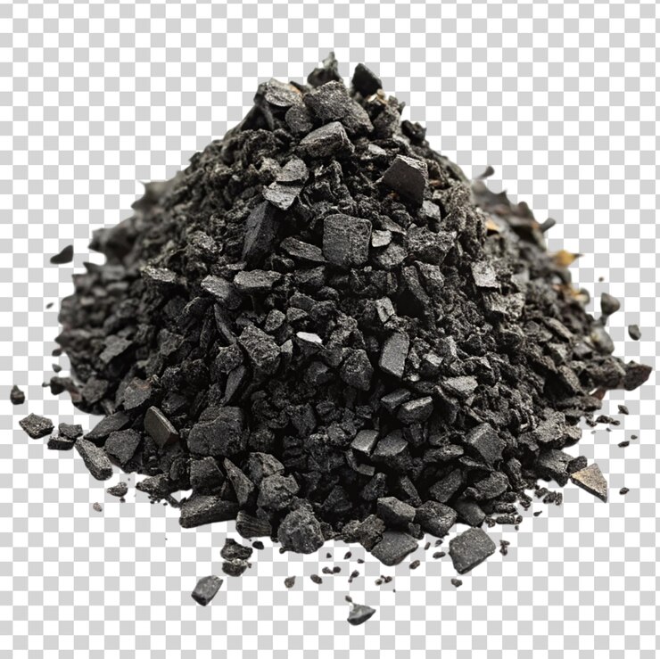 PSD black brittle substance produced by burning isolated on transparent background