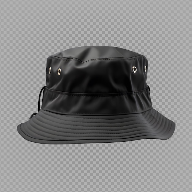 PSD Черная шляпа-ведро макет изолирован на прозрачном фоне вырезанный генеративный ии