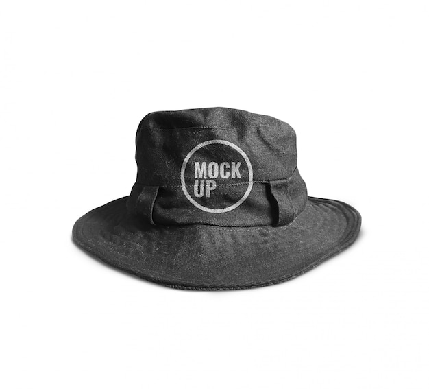 Black bucket hat mockup