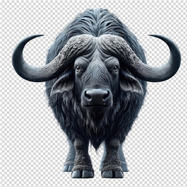 PSD a black bull with a black face and horns