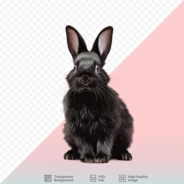 PSD black bunny alone on transparent background