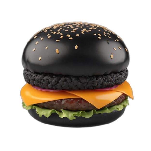 Black burger PSD on a white background