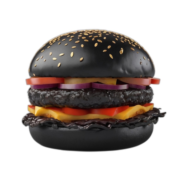 PSD black burger psd on a white background