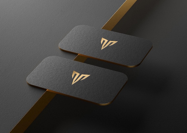 PSD black business card logo mockup for brand identity 3d render