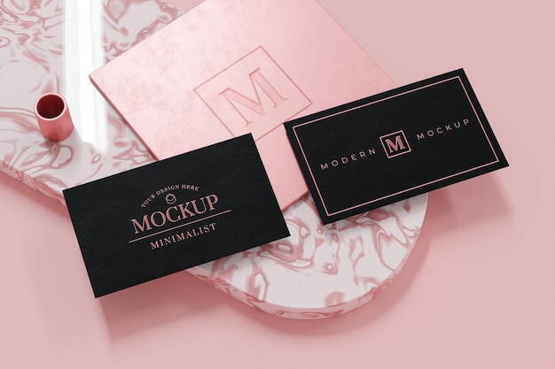 black business card mockup design in 3d rendering