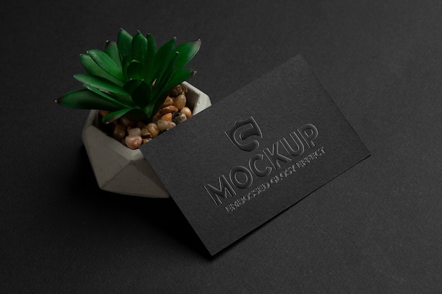 PSD black business card mockup design