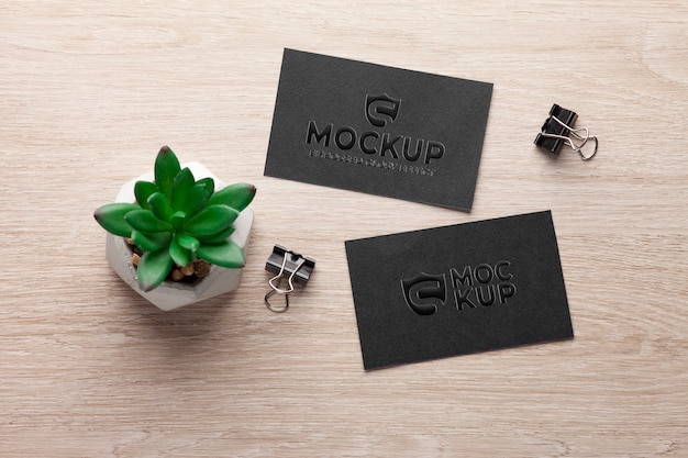 PSD black business card mockup design