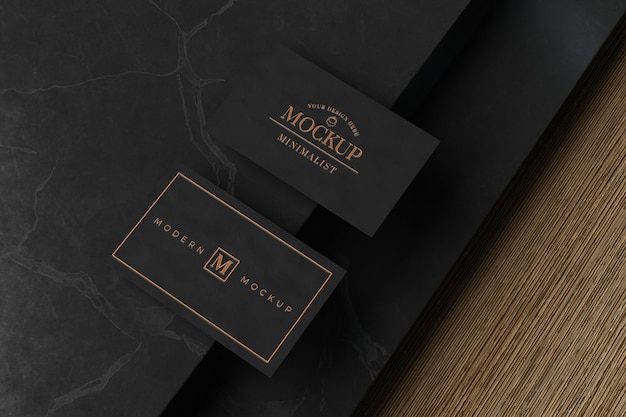 PSD black business card mockup