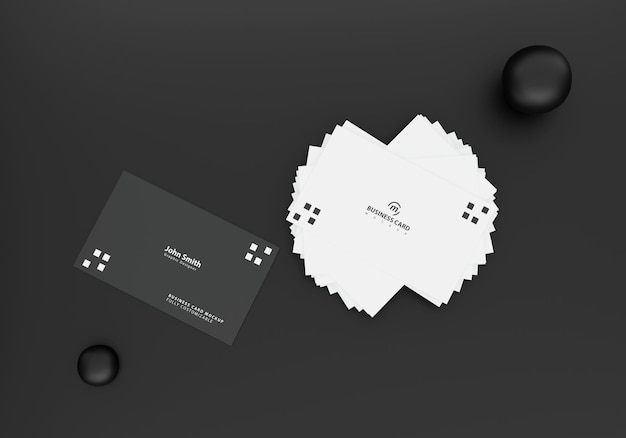 PSD black business card mockup