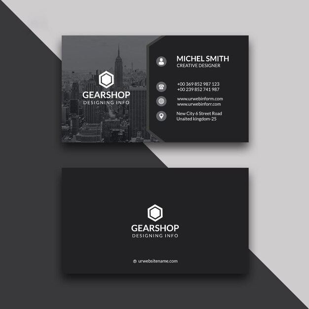 PSD black business card template