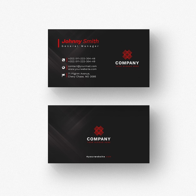 PSD black business card with red details