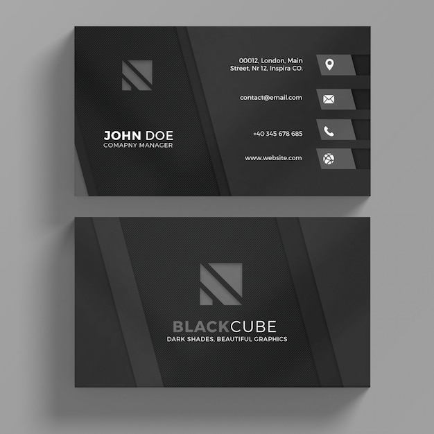 PSD black business card