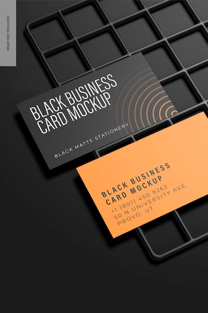 PSD black business cards mockup, close up