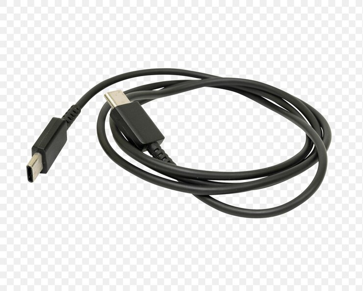 PSD a black cable with a black cable that is plugged into it
