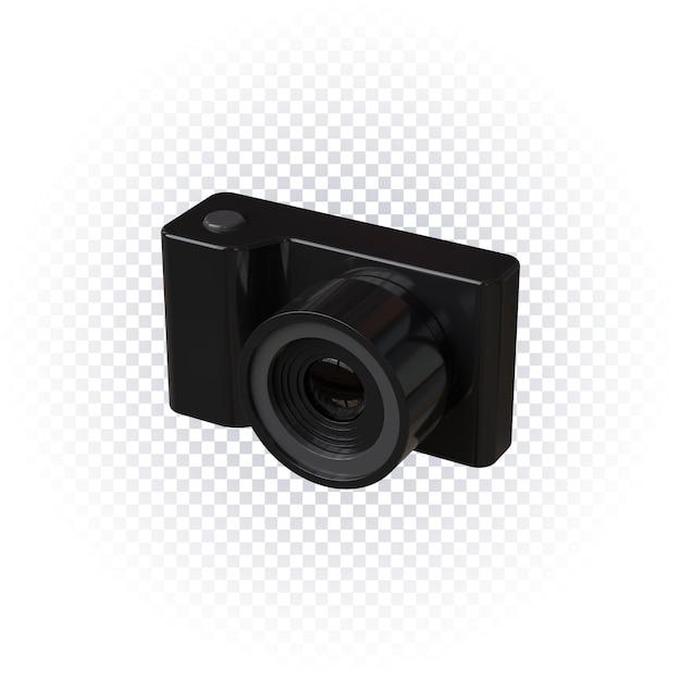 Icona della fotocamera nera 3d rendering isolato