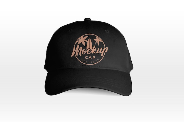 Black cap front view mockup