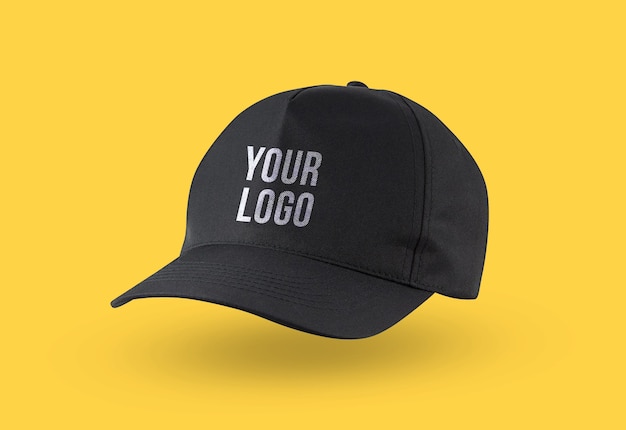 PSD black cap logo mockup for branding