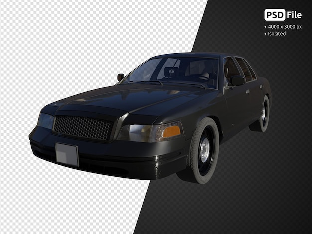 Black car front angle view isolated 3d render